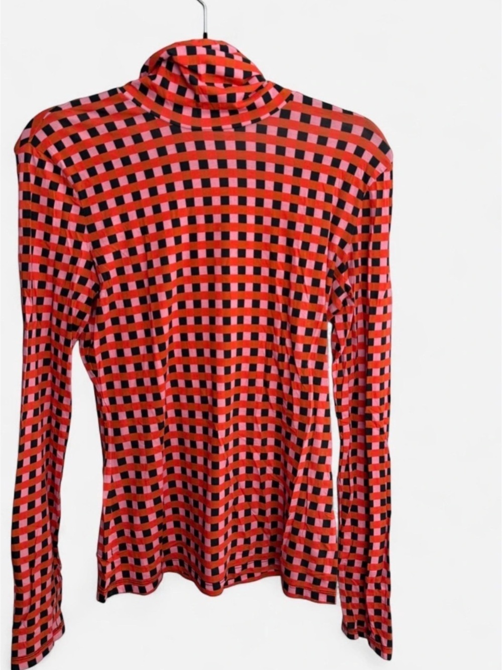 Proenza Schouler Checkered Turtleneck Top in Red & Black - Size Small